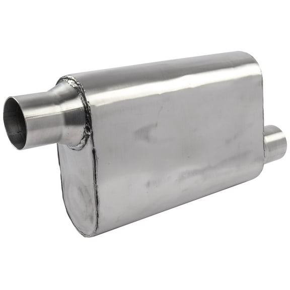 JEGS 30247 Chambered Deep-Tone Muffler 2.500 in. Offset Inlet / Offset Outlet Mu
