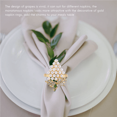 

Grapes Rings Set of 6 with Glittering Imitation Diamond and Pearls Inlay Alloy Ring Holder