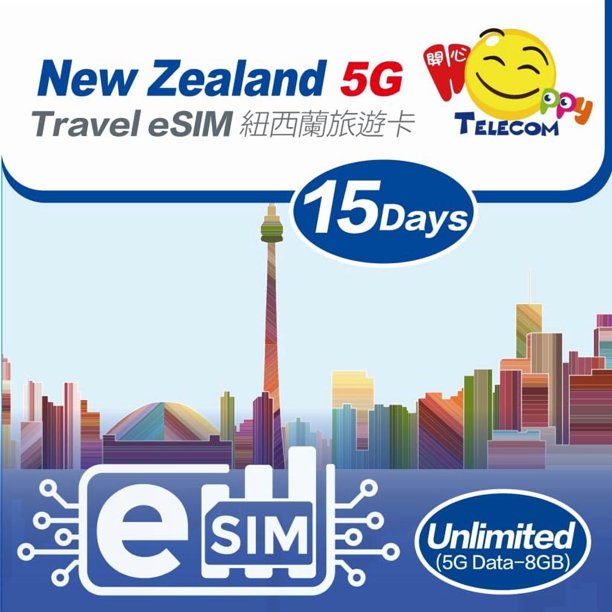 eSIM HAPPY TELECOM Nueva Zelanda 15 días 8 GB 5G ilimitado