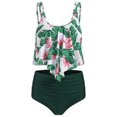 thumbnail image 1 of Women 2Pcs Padded Ruffle Strappy Crop Tops High Waist Bikini Set Swimsuit Swimwear Summer, 1 of 2