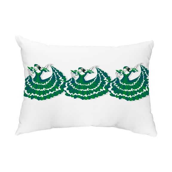 Simply Daisy, 14" x 20" 3 Cuban Dancers Green Abstract Decorative Outdoor Pillow