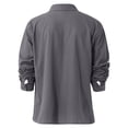 thumbnail image 5 of Mens Cotton Linen Shirts Long Sleeve Beach Henley Button Down Shirts Casual Lightweight V Neck Loose Shirts,Dark Gray L, 5 of 7