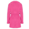 thumbnail image 4 of Women's Solid Color Plush Bathrobe - Long Sleeve Winter Warm Homewear, Fuchsia, XXXL, 4 of 4