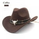 thumbnail image 1 of Sombrero de vaquero y vaquera occidental con ala ancha al frente, 1 of 3