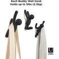thumbnail image 2 of Buddy Hooks assorted. Buddy Wall Hooks - Decorative Coat Rack, Set of 3, Black., 2 of 5