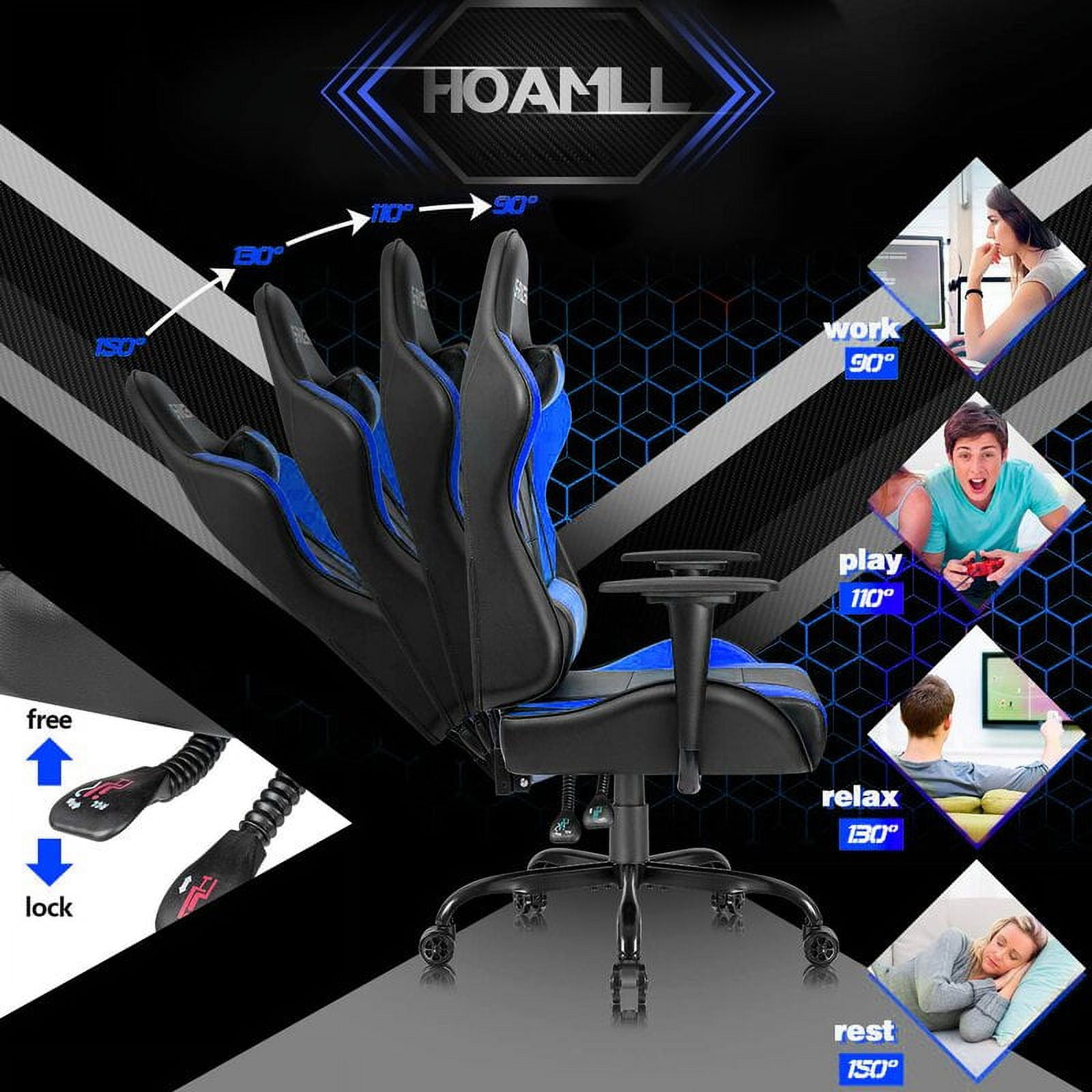 Homall Gaming Chair Office Chair High Back Racing Computer Chair PU Leather Adjustable Seat Height Swivel Chair Ergonomic Executive Chair with Headrest, Black