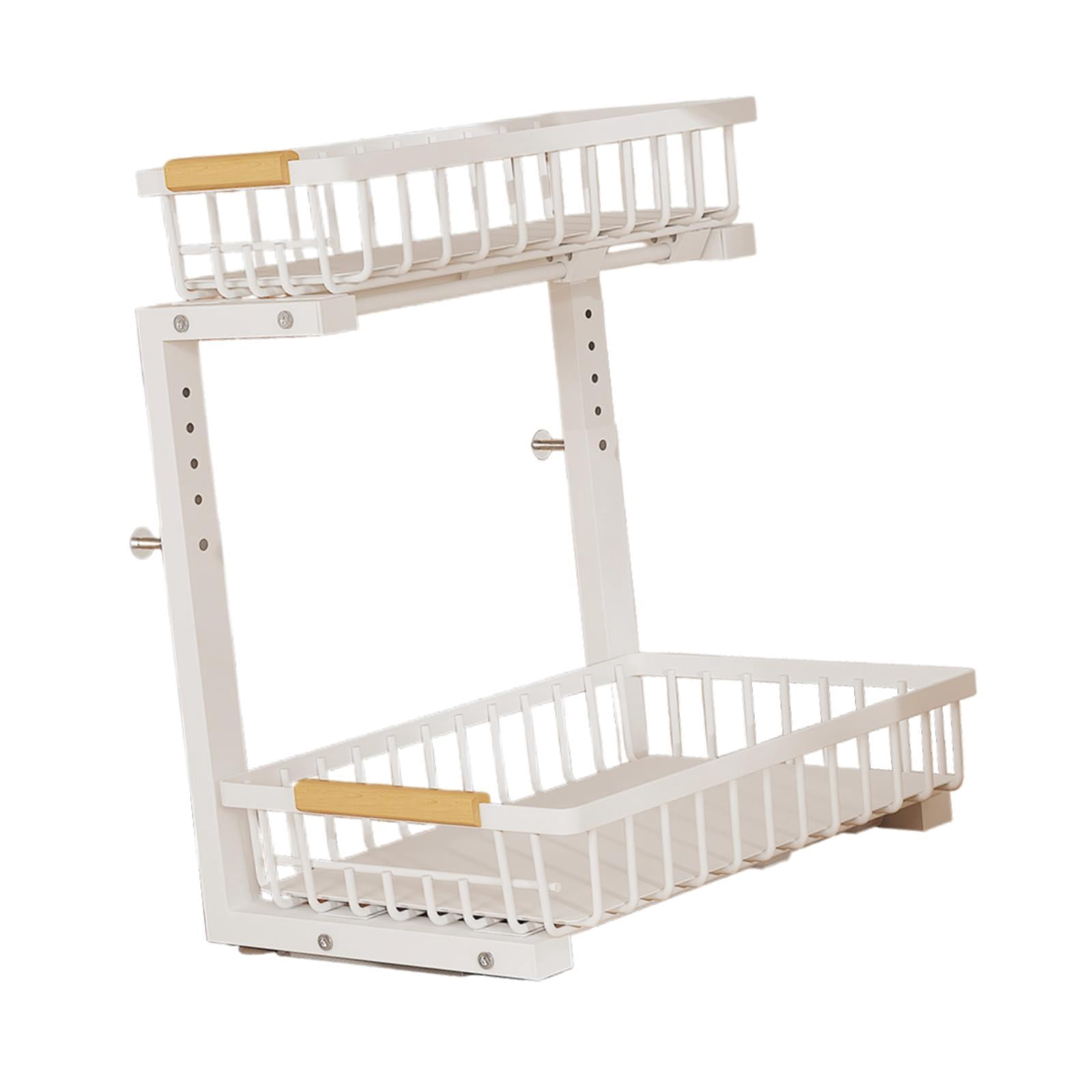 Fiocias Under Sink Organizer Office Storage Rack Bathroom Pull Out Cabinet Organizer White 1