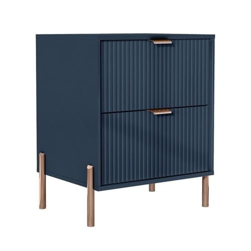 Modern 2-Drawer Nightstand Bedside Table End Table Furniture - Navy