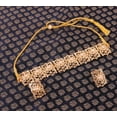 thumbnail image 3 of Sunsoul by Touchstone "Mughal Jali Collection" Indian Bollywood Gracious Stylish Faux Pearls Rhinestone Studded Diamond Look Designer Jewelry Chickpatti Choker Necklace Set In Gold Tone For Women., 3 of 5