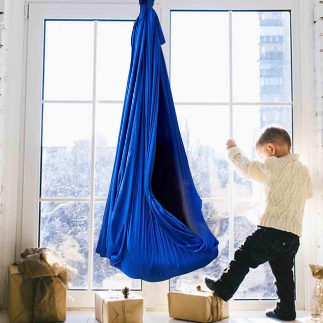 Columpio interior, hamaca duradera transpirable para niños, para adolescentes de interior y exterior Azul oscuro y M