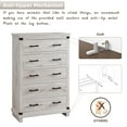 thumbnail image 6 of OKD Farmhouse 5 Drawers Dresser for Bedroom, Wood Tall Chest of Drawers with Thick Plank Styling, Rustic Closet Dresser for Bedroom, Living Room, Antique Brush White, 6 of 7