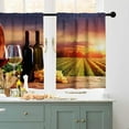 thumbnail image 3 of Kitchen Curtains and Valances Set 3 Piece Kitchen Curtains 36 Inch Length Window Curtains，Wine Kitchen Curtains, Glasses of Red and White Wine for Farmhouse Kitchen Vintage, 3 of 5