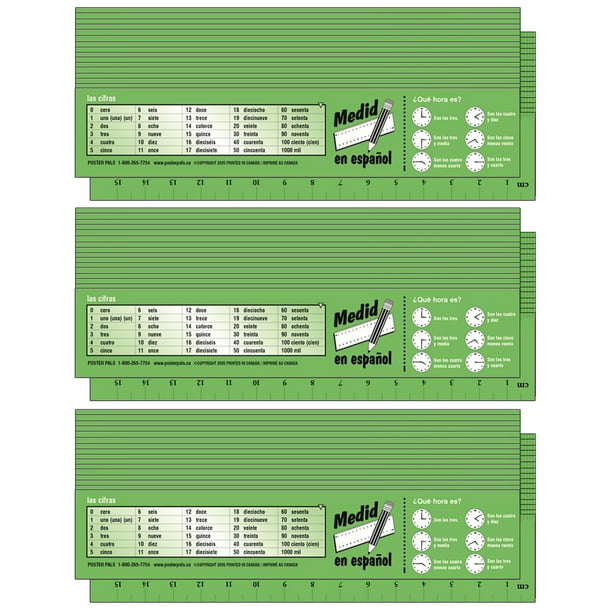 Spanish Reference Rulers, 32 Per Set, 3 Sets