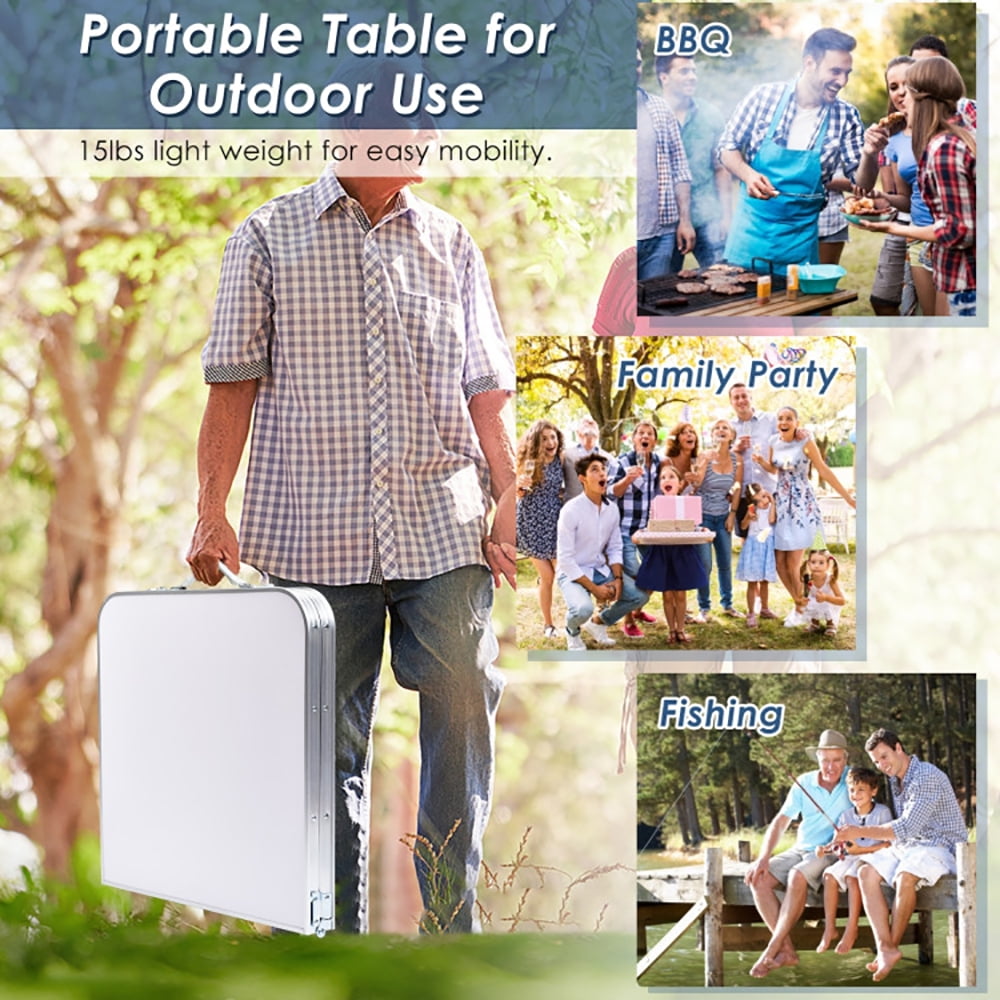 Aimee Lii Height Adjustable Folding Camping Table, Portable Tables Folding, Blue Aimee Lii Height Adjustable Folding Camping Table, Portable Tables Folding, Blue