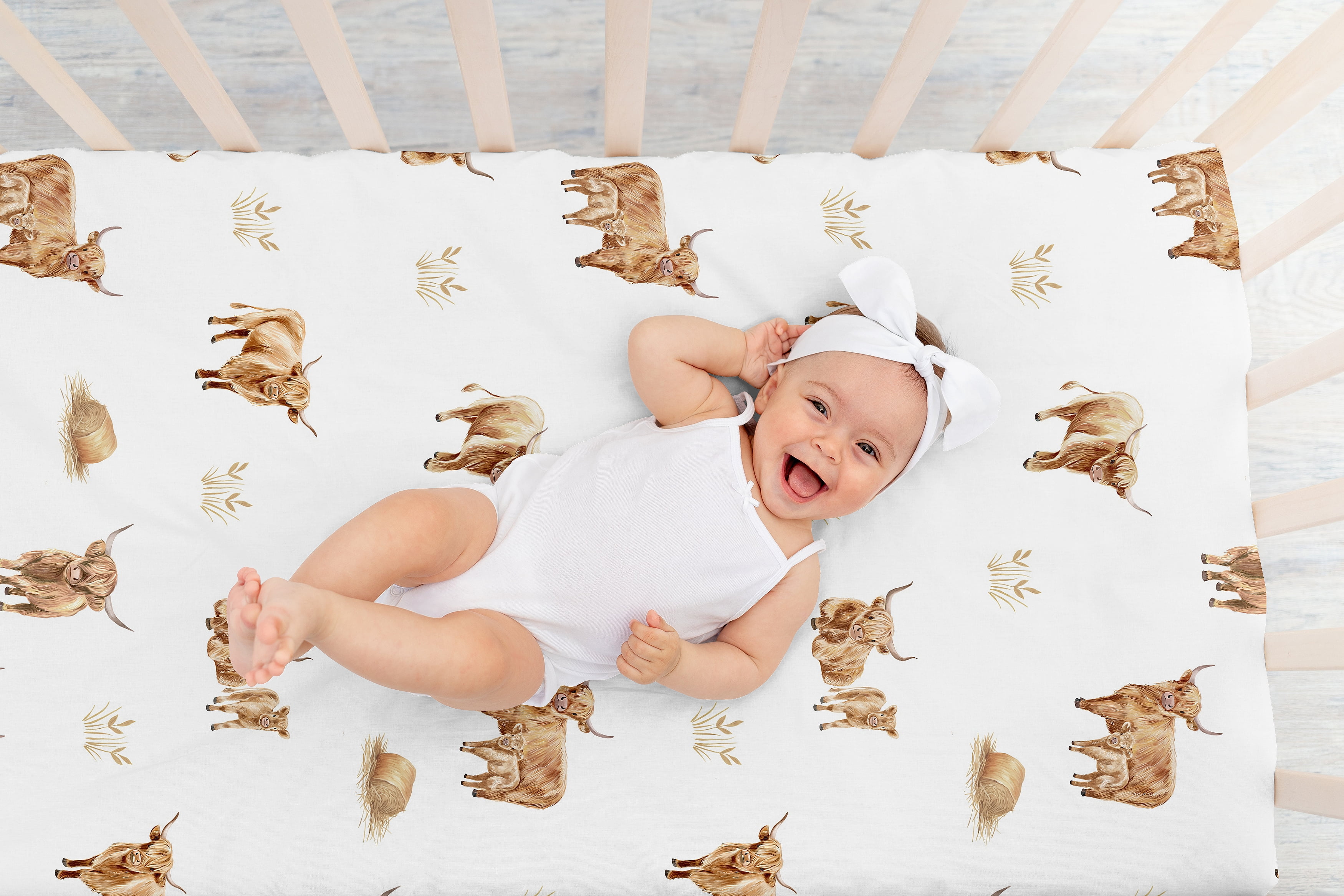 Sweet Jojo Designs Boho Highland Cow Boy, Girl, Unisex/Gender Neutral Fitted Crib Sheet