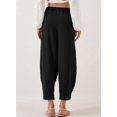thumbnail image 4 of Women'S Summer High Waisted Baggy Pants Casual Ankle Length Trouser Slacks with Pockets Black S, 4 of 7