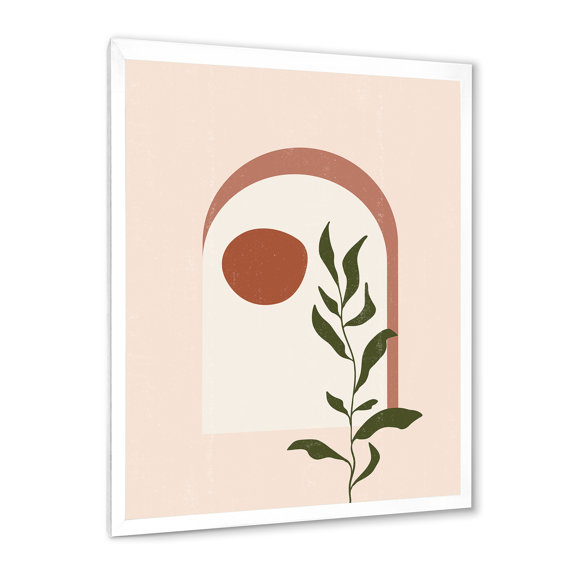 Designart 'Abstract Geometrical Leaf With Moon III' Modern Framed Art Print