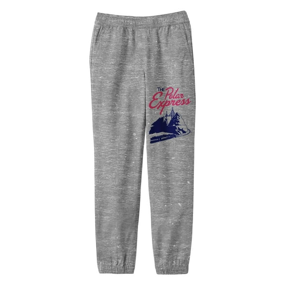 The Polar Express Train And Mountain Boys Athletic Heather Joggers-Medium
