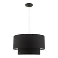 thumbnail image 2 of Livex Lighting Bainbridge 20" 3-Light Modern Metal & Fabric Pendant in Black, 2 of 9