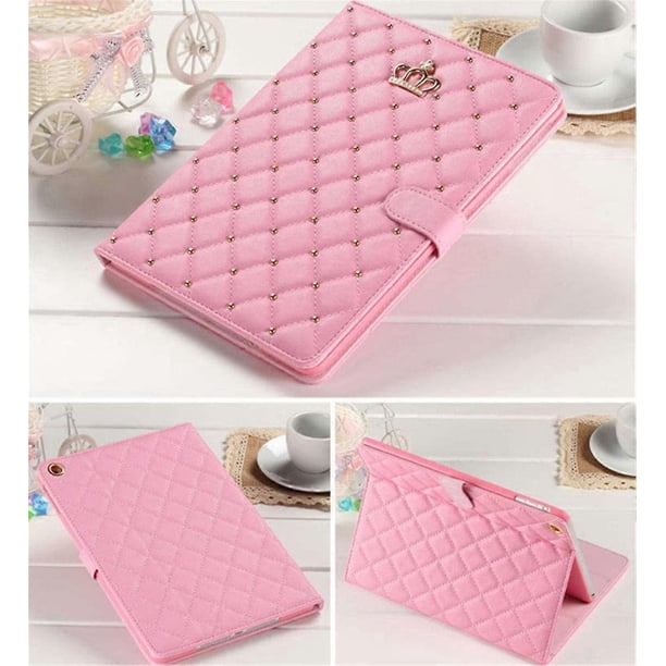 Case for iPad 9.7 2018 2017/ iPad Air 2, Diamond Cute Elegant PU Leather Smart Auto Sleep/Wake Stand Shockproof Case for Apple iPad 5th/6th/iPad Air (