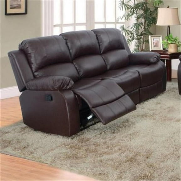 PonLiving Furniture GS2900-3PC Huntington 3-Piece Brown Bonded Leather Sofa & Loveseat & Chair 1 Set with 5 Recliner