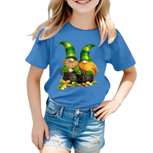 TZEWGL Tops For Child Short Sleeve Round Neck Cartoon Prints Trendy Fans Present Clothing For Newborns size 1-2T