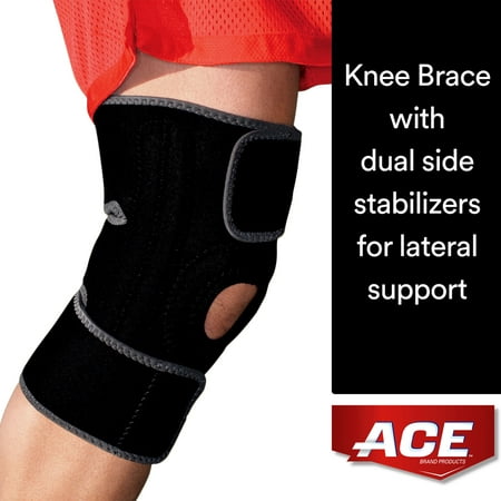 ACE Brand Knee Brace with Dual Side Stabilizers, Adjustable, Black/Gray, (Best Motocross Knee Brace 2019)