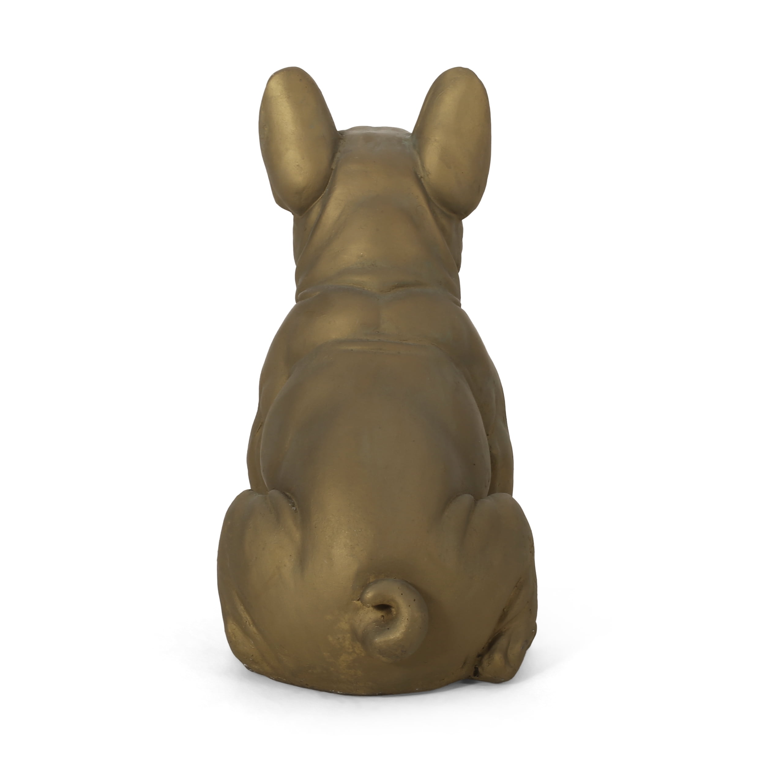 Noble House Delamore Outdoor French Bulldog Garden Statue in Rustic Gold