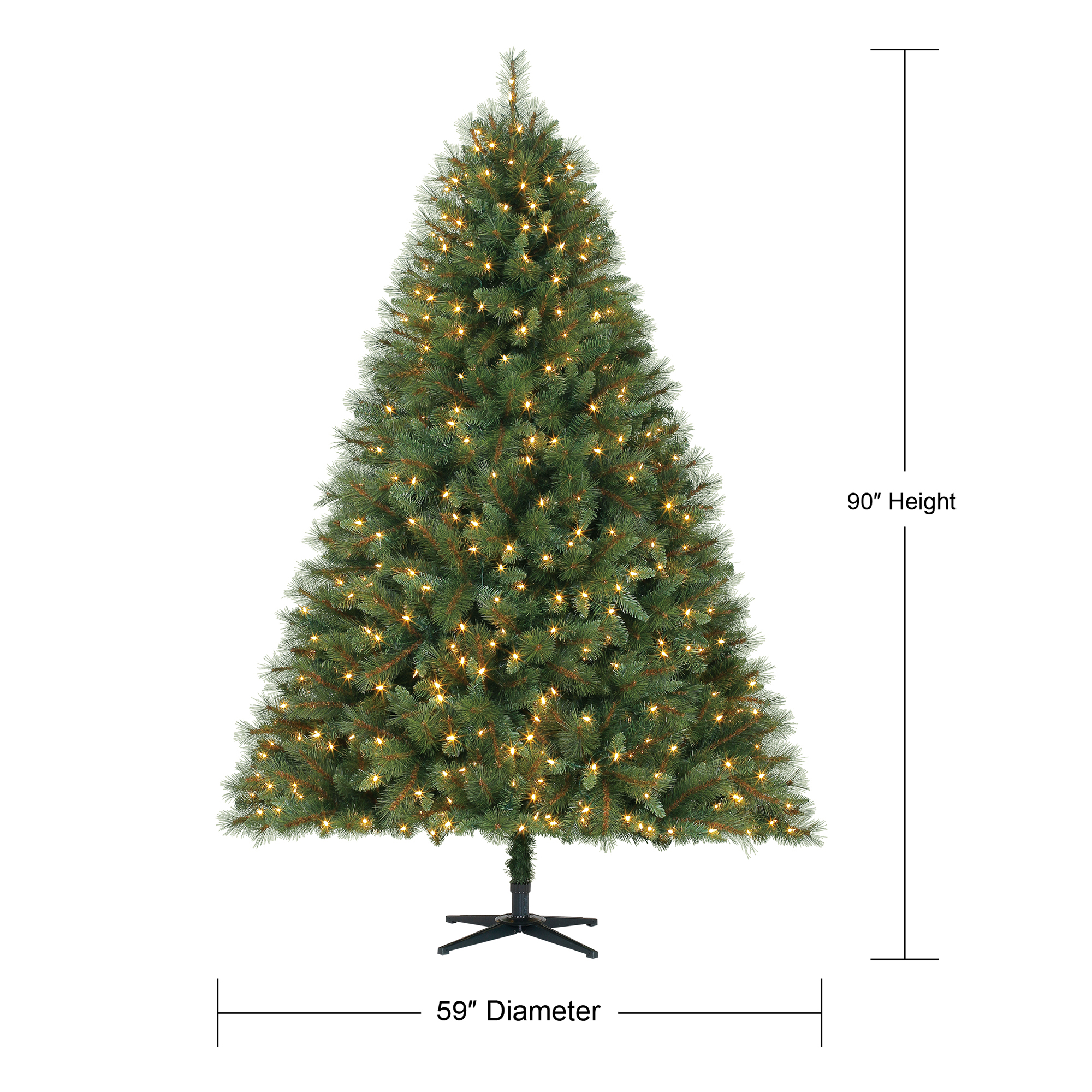 Holiday Time Pre-Lit 7.5' Prescott Pine Artificial Christmas Tree, Led ...