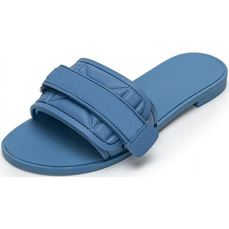 

Women s Flat Sandals Adjustable Strap Comfort Slip on Leather Slide Sandals