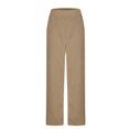 thumbnail image 4 of IDALL Wide Leg Pants Woman Womens Joggers Ribbed Knit Pants Elastic High Waist Wide Leg Thermal Lined Long Trousers High Waisted Pants Women'S Pants Khaki S, 4 of 7