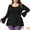 Black, variant on DARING DIVA Women's Plus Tops Crew Neck Bell High Low Hem Blouses 1X Black