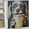 thumbnail image 6 of Patifu Dog Coffee Cup Home Bathtubs Bathroom Shower Curtain Set with Hooks 100% Polyester Fiber 36"x72, 6 of 7