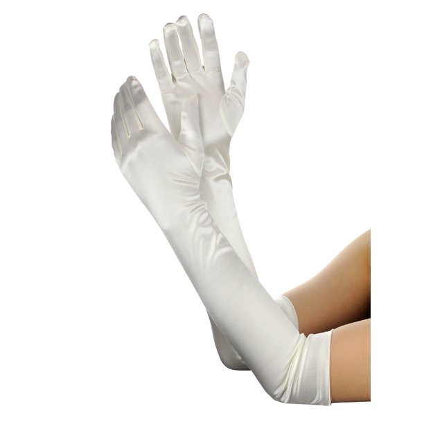 NYFASHION101 NYFASHION101 Women's Fashionable Classy Elbow Length Satin Gloves 12BL, Ivory