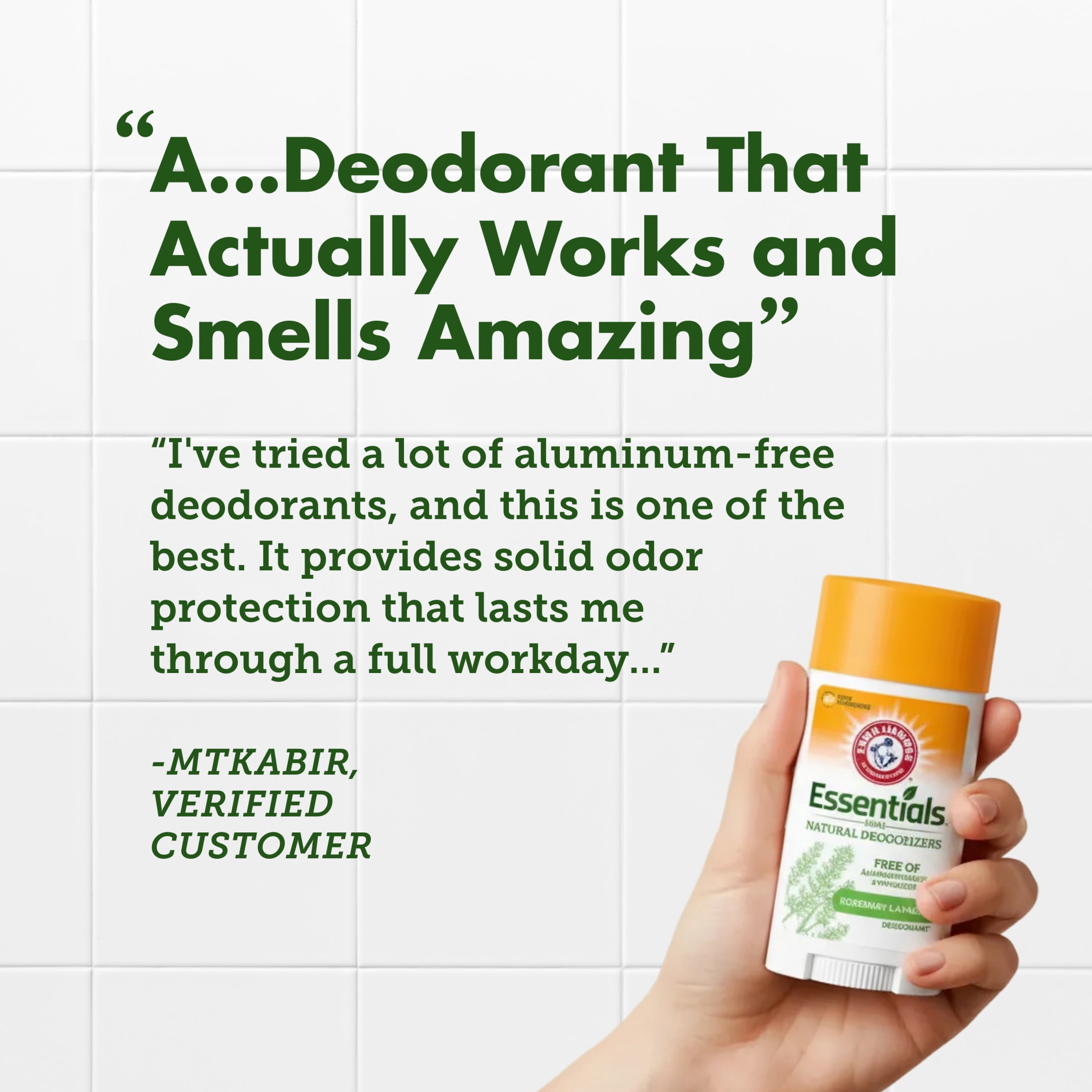 ARM & HAMMER Essentials Deodorant, Fresh Rosemary Lavender, with Natural Deodorizers, 2.5 oz, 2 Ct