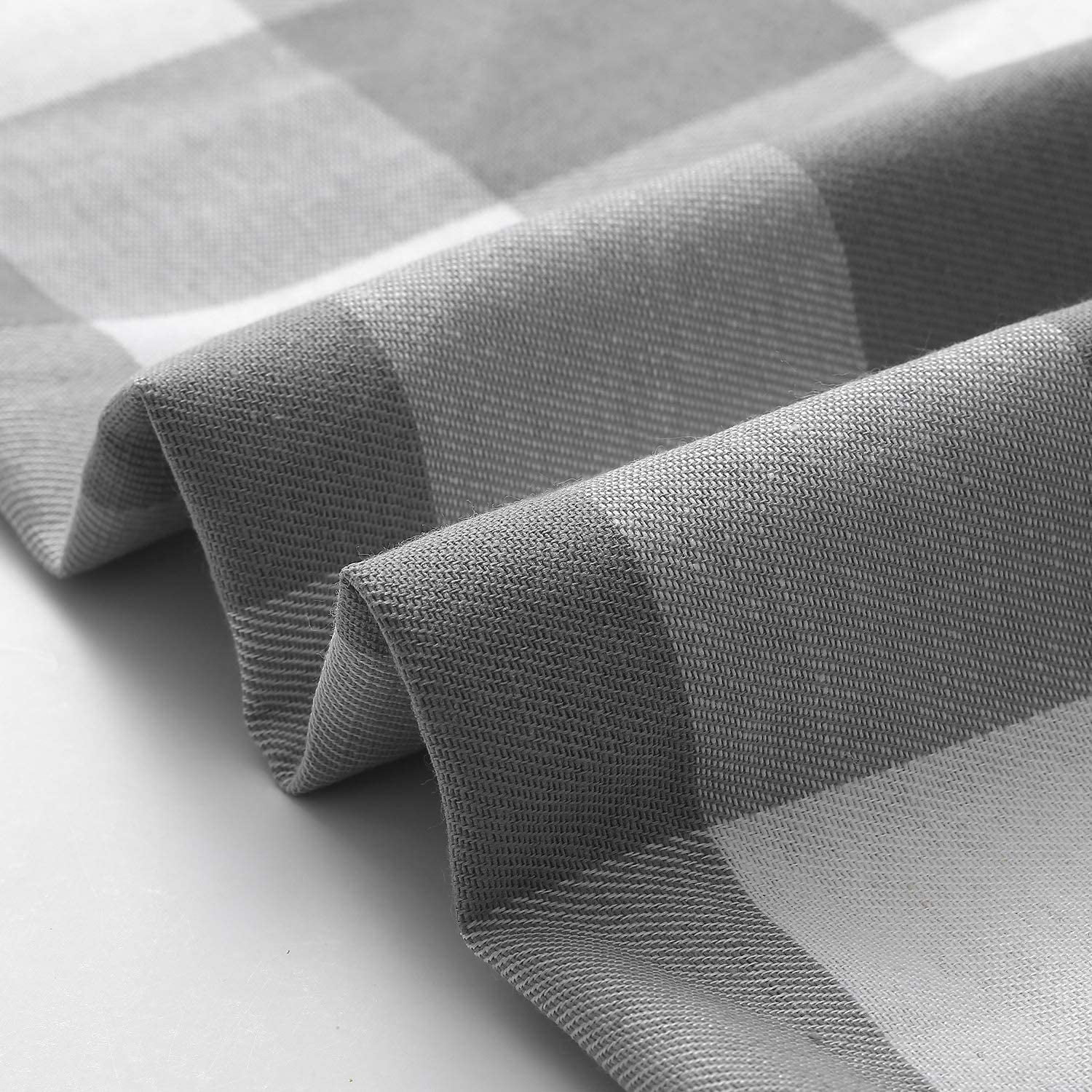 Buffalo Check Shower Curtain: Cotton Blend Plaid Woven Texture & Machine Washable, Water-Repellent, Rustic Farmhouse Style for Bathroom - Gray and White, 72x72 Inch
