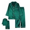 thumbnail image 4 of Kids Satin Pajamas Set PJS Long Sleeve Button-Down Sleepwear Loungewear, 4 of 7
