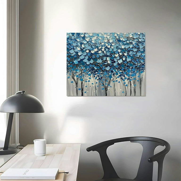 Blue Forest Canvas cheapest Wall Art- Original Acrylic Painting and Framed Canvas Print for Aesthetic Decor, Available in Various Sizes