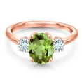 thumbnail image 3 of Gem Stone King 18K Rose Gold Plated Silver Green Peridot and Sky Blue Aquamarine Engagement Ring for Women | 2.60 Cttw | Oval 9X7MM | Gemstone August Birthstone | Size 7, 3 of 6