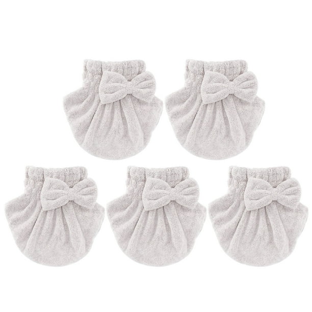 5 gorros de secado de pelo de fibra de carbono con absorción de agua, secado rápido, toalla envuelta, gorro de baño con lazo rojo