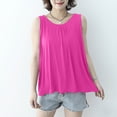 thumbnail image 4 of Qiopertar Women's Tank Tops Flowy Round Neck Sleeveless Solid Casual Loose Summer Tops Hot Pink XL, 4 of 7