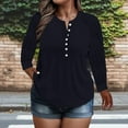 thumbnail image 2 of YUGYXL Plus Size Tops for Women Loose Fashion Lace Long Sleeve Button Up Shirts Dressy Casual Lightweight Pullover Dark Blue XXXXL, 2 of 7