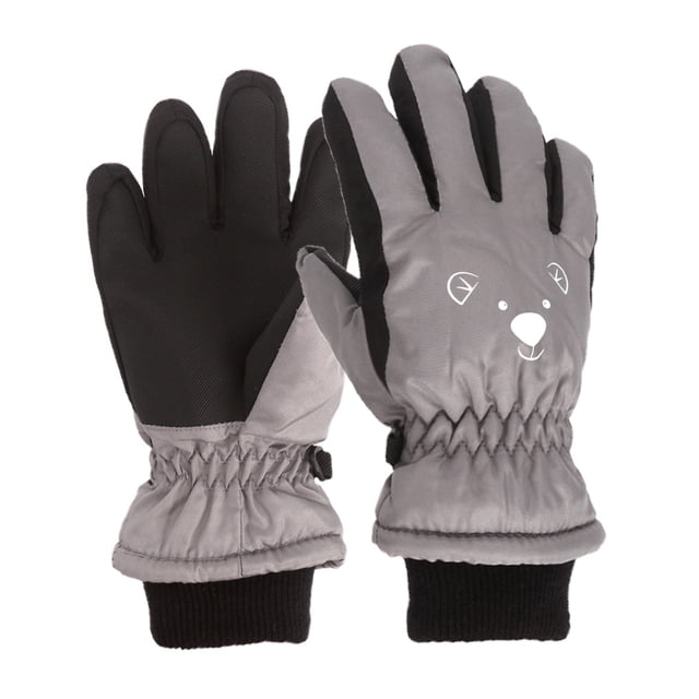 Guantes de esquí Qarigey 1 par para niños Tela de repuesto Calor a prueba de viento Gris