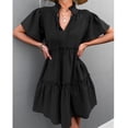 thumbnail image 4 of Vestidos con cuello en V vestido corto suelto y transpirable para mujer cómodo cordón frontal para verano fiesta compras escuela ANGGREK Otros, 4 of 5