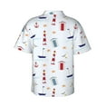 thumbnail image 3 of Balery Nautical Lighthouse Sailboat Print Men's Hawaiian Shirts Short Sleeve Beach Shirt Relaxed Fit Vacation Button Down Shirts-3X-Large, 3 of 9