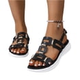 thumbnail image 3 of Beach Sandals, Wedge Sandals Open Toe Sandals for Women Summer Comfortable Dressy Platform Wedges Shoes Wide Width Buckle Ankle Strap Hollow Out Beach Athletic Walking Sandal, Black 5.5, 3 of 7