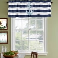 thumbnail image 5 of 2 Panels Navy Blue Stripe Nautical Valance for Windows, Aqua Anchor Summer Coastal Light Filtering Kitchen Curtains, Rod Pocket Window Treatment Curtain Valances for Living Room Bedroom, 42"x12", 5 of 9