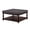 Dark Gray, variant on Large Square Tufted Linen Ottoman Coffee Table, Upholstered Footrest with Solid Wood Storage Shelf, Granite Living Room Center Table