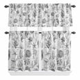 thumbnail image 2 of Kitchen Window Curtains Valance and Tier Set, Marine Life Octopus Starfish Coral Rod Pocket Tier Curtain Valance Set, Monochrome Ocean Life on Stamp Light Filtering Cafe Curtains for Bedroom, 2 of 9
