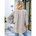 thumbnail image 2 of 3/4 Length Sleeve Women'S Tops Loose V-Neck Petal Chiffon Print Shirt Business Work Blouses White Floral XXL, 2 of 5